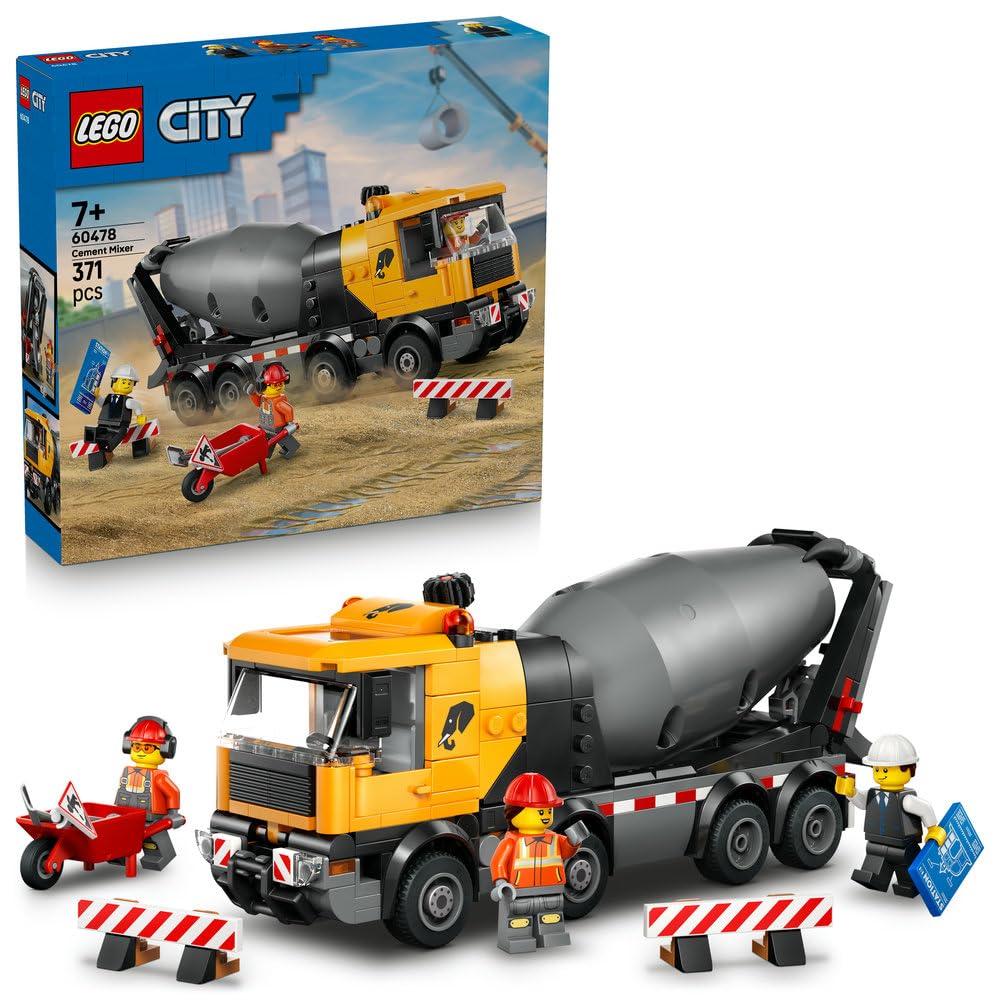Игрушка-бетономешалка LEGO City, Подарок на день рождения, Строительные блоки, Мальчики и девочки, Возраст 7, 8 и 9 лет, Ученики начальной школы, Транспортное средство, Миниатюрный автомобиль, Стильный Инт black Omi Japan Products