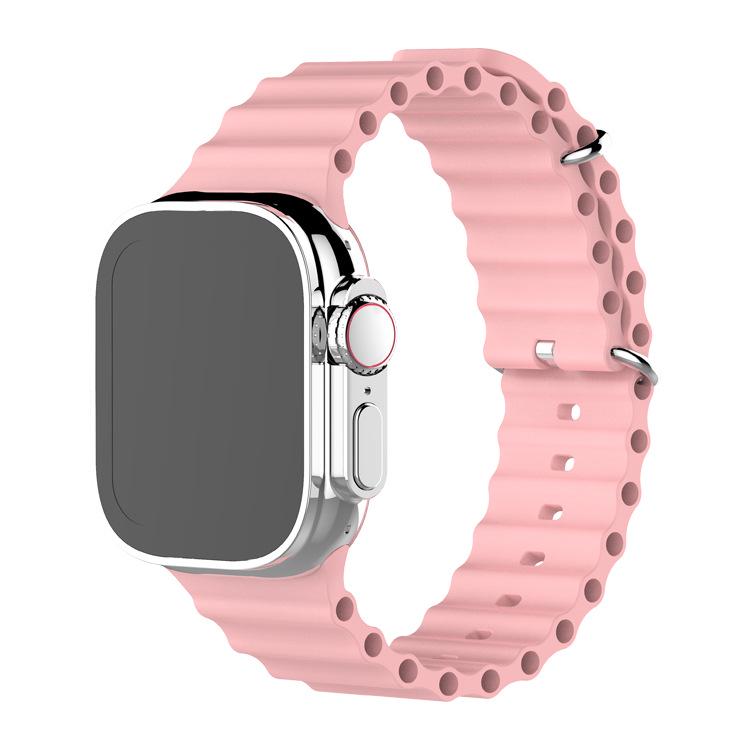 Официальный силиконовый морской ремешок для Apple Watch S8, спортивный ремешок iWatch 42mm (S10/11) розовый AI Supermarket