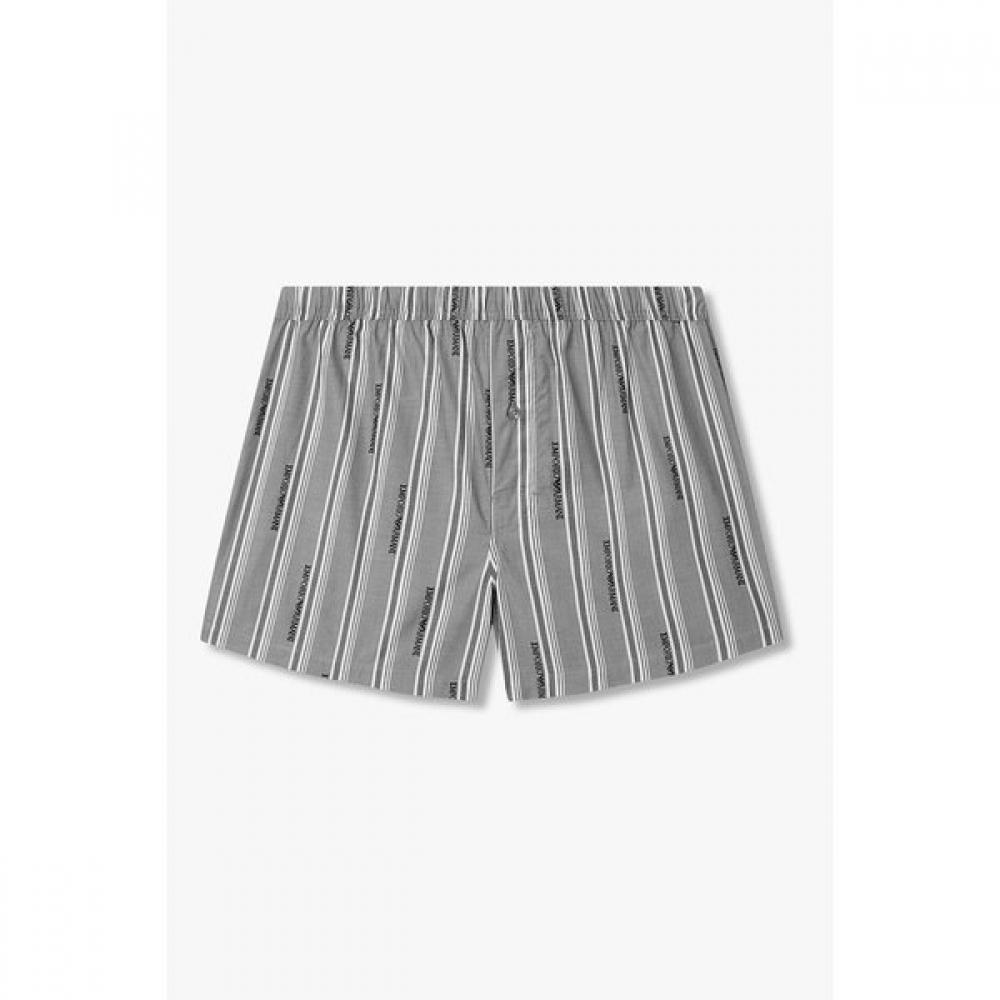 Emporio Armani Мужские хлопковые боксеры с узором-логотипом 0815312100 S(95) gray