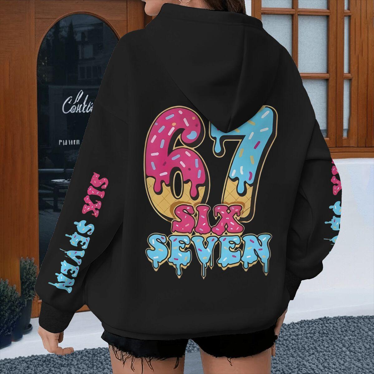 Ice Cream Style Six Seven Kids Hoodies Boys Number 67 Print Cartoon Streetwear Fun Six Seven Girl Hoody 100 black yangxing1