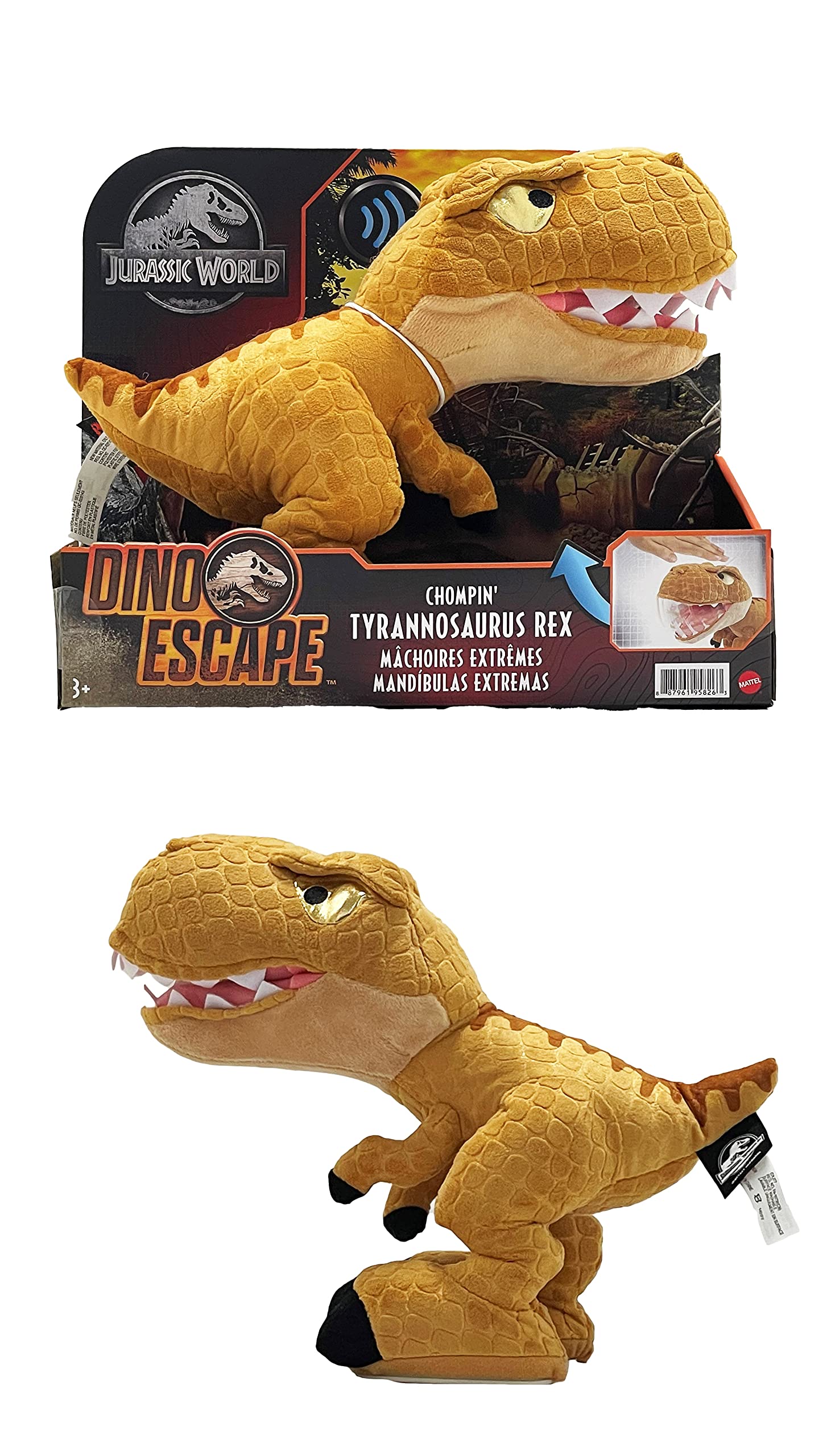 Мягкая игрушка Mattel Jurassic World кусается лет и (МИР ЮРСКОГО ПЕРИОДА) T-Rex [3 вверх] 986A-GXJ76 black GOALMART