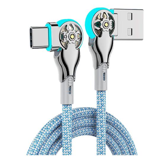 Кабель USB C с двойным угловым разъемом 180 градусов, 3A, быстрая зарядка и синхронизация данных, нейлоновая оплетка, зарядный кабель для большинства телефонов 30cm Type-C USB gray oulianshi