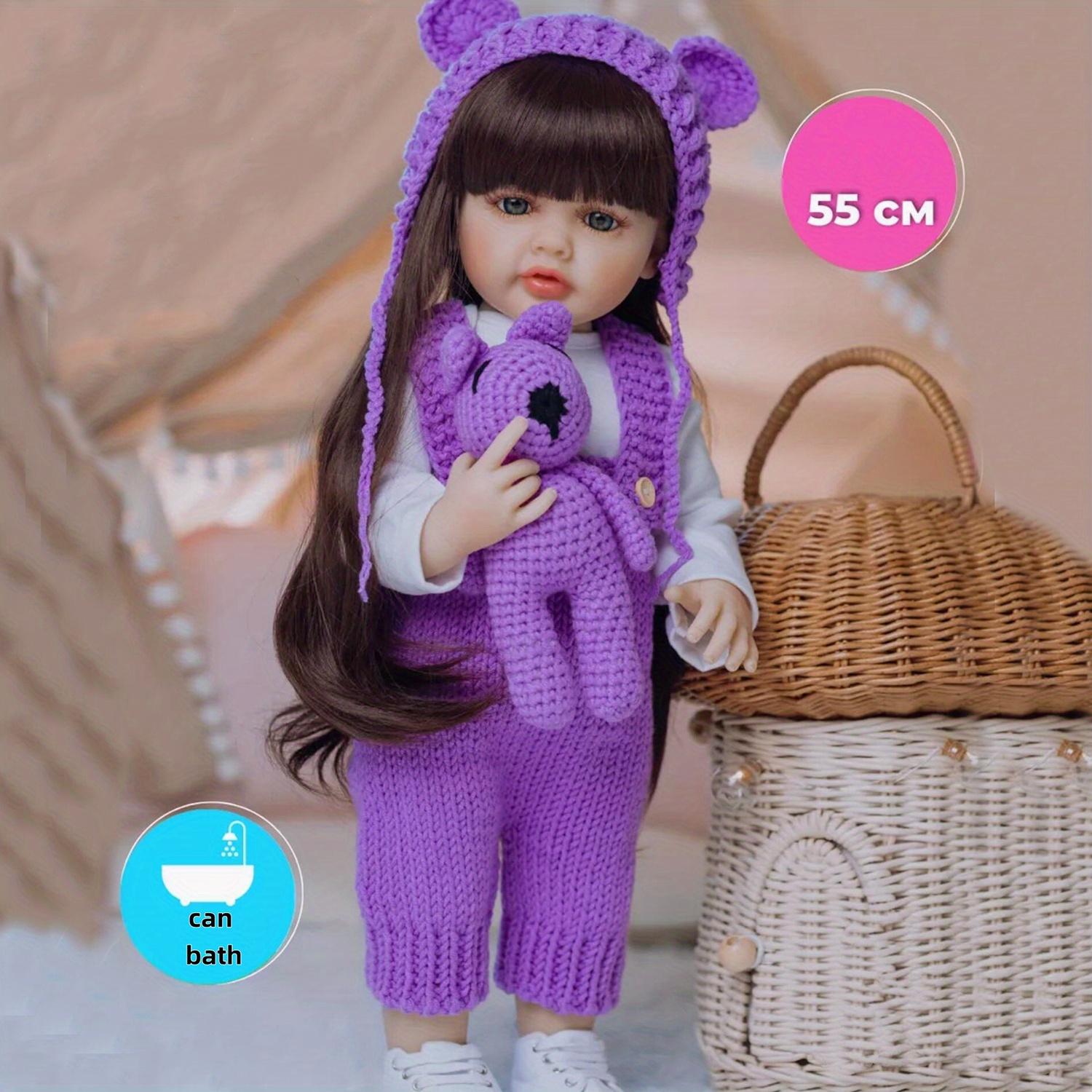 BZDOLL 55 см Кукла-реборн для девочки из мягкого винила во весь рост, стоячая, реалистичная, 22 дюйма, принцесса, малышка, художественная игрушка, подарок на день рождения для детей vinyl body doll purple BZDOLL Reborn