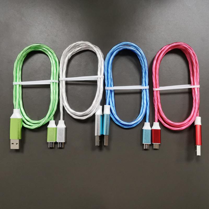 Светящийся кабель для быстрой зарядки для телефонов Apple, Huawei, Xiaomi. Android charging cable 1m синий Charging Planet