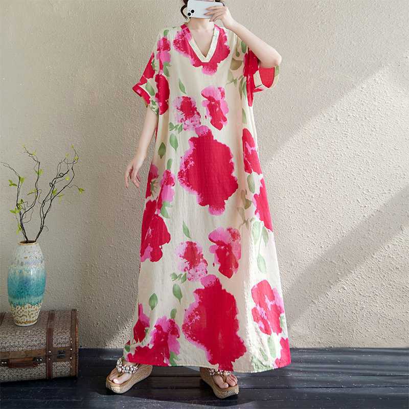 Летняя пляжная юбка с V-образным вырезом, длинная large size average size red WomApparel