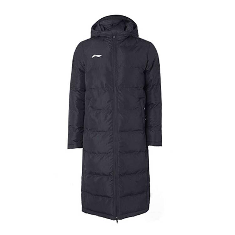 Li Ning боковые разрезы теплое однотонное длинное хлопковое пальто с капюшоном мужские пальто черного цвета AFMT025-1 XXL black Li-Ning