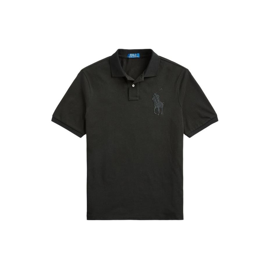 Polo Ralph Lauren FW23 Solid Logo Patch Casual Short Sleeve Polo Shirt Men tops Black MNPOKNI1N822533-001 XL black