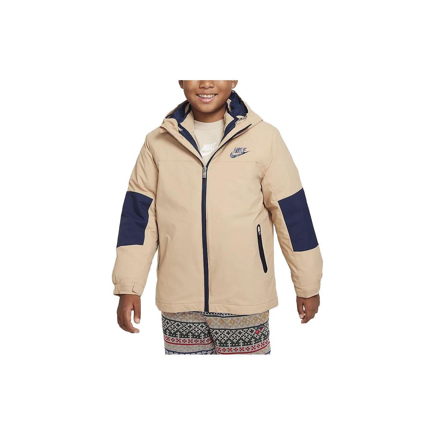 Nike Повседневная куртка с капюшоном Color Block Детские куртки Желтые FV5999-200 L beige