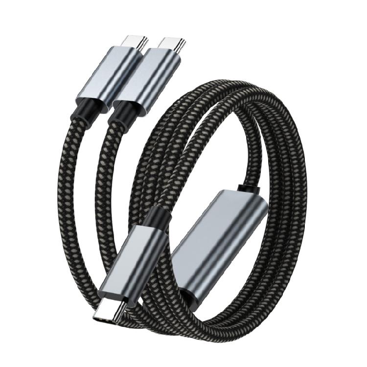 Двойной USB-C кабель для зарядки 100 Вт, 2 в 1, шнур для быстрой зарядки с интеллектуальным чипом для Pad, Phone 15, планшетов 1 black Happy Electronic King