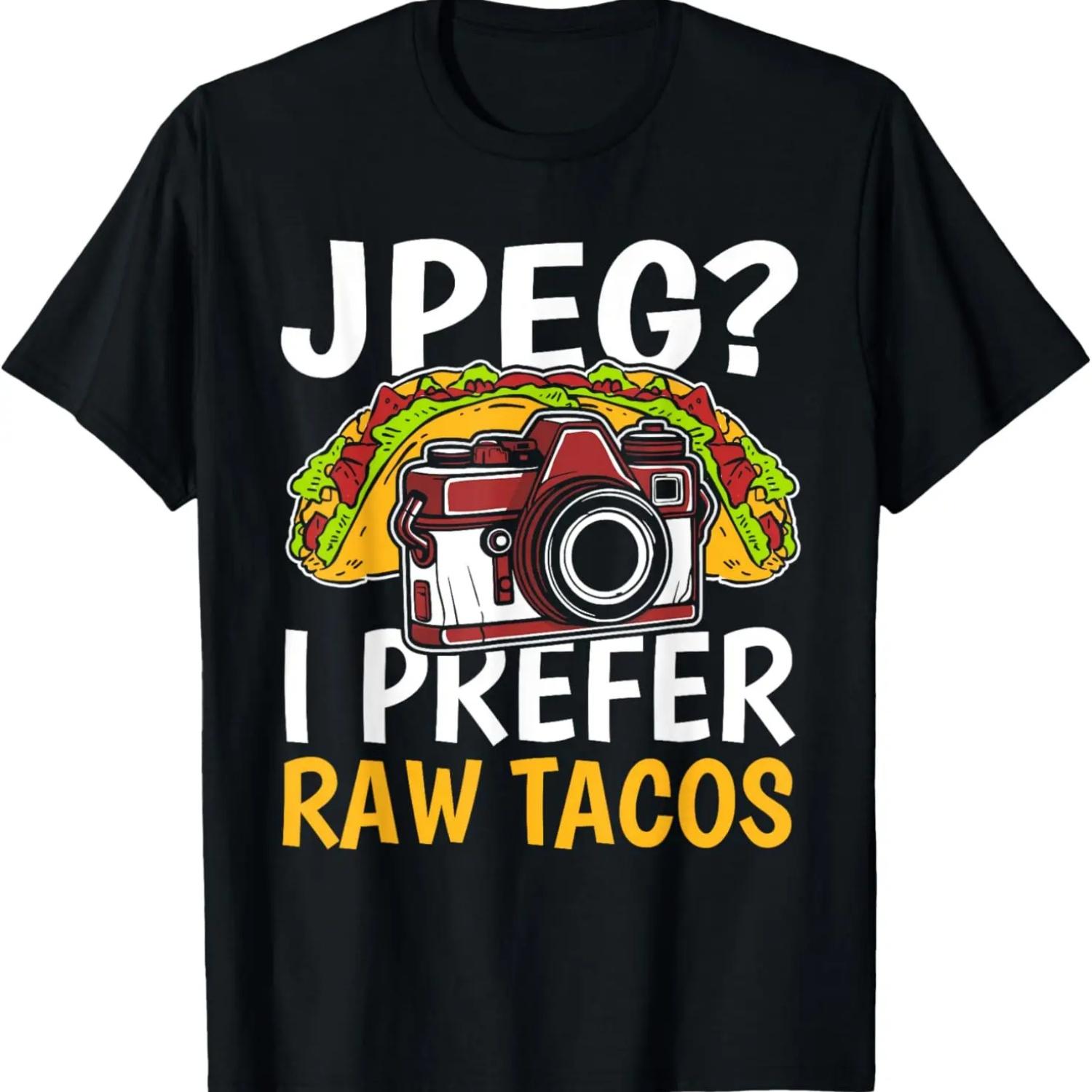 Funny Photographer - Camera Photography Tacos T-Shirt S чёрный Comfortable clothing