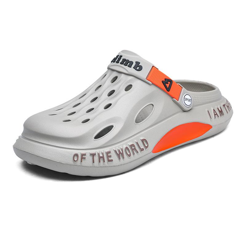 Большие размеры Hole Shoes Мужская летняя одежда Нескользящие пляжные сандалии с толстой подошвой Износостойкие спортивные и туристические тапочки-сумки 39 серый GIRLSIII SHOES