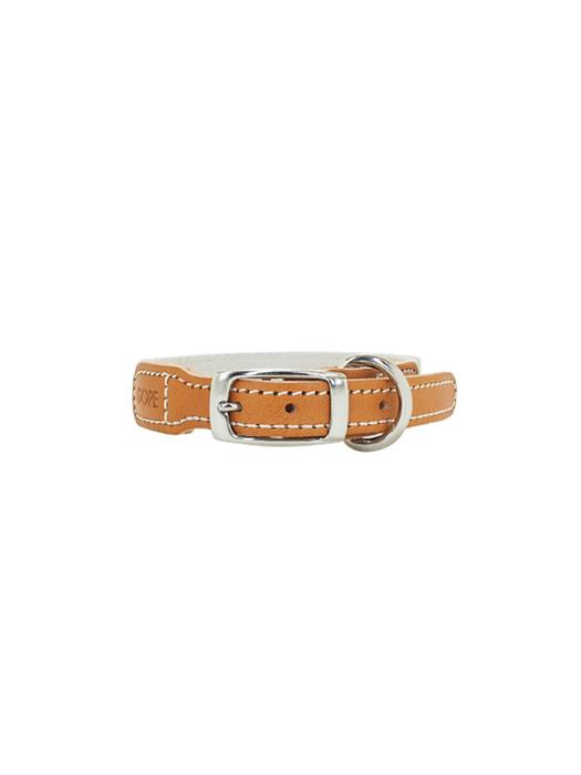 GOPE GOPE Природа Ошейник для собаки TAIV Leather_Tan Webbing_Ivory brown May Pet Supplies