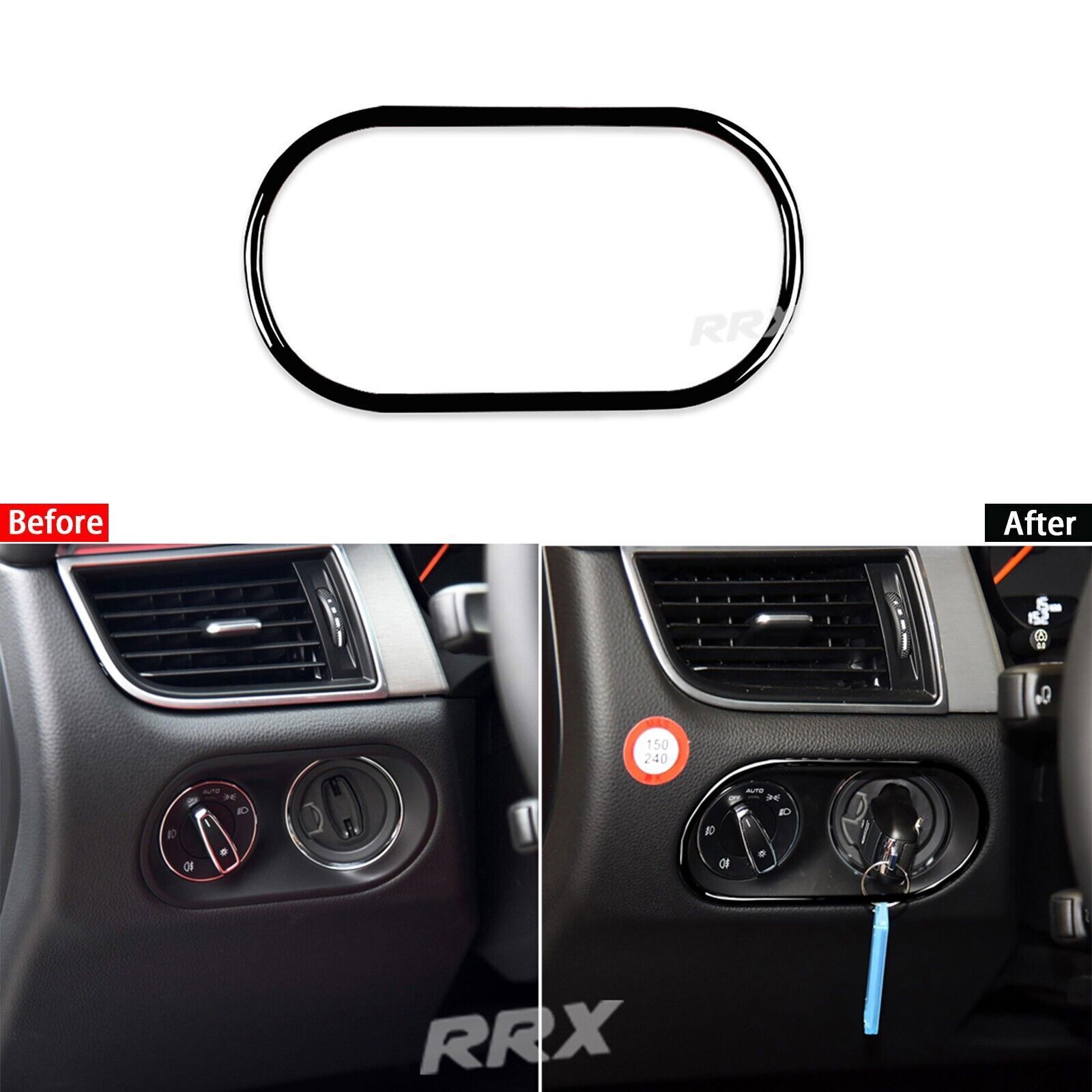 Glossy Piano Black Headlight Switch Panel Cover Trim For Porsche Macan 2014- black Grain03
