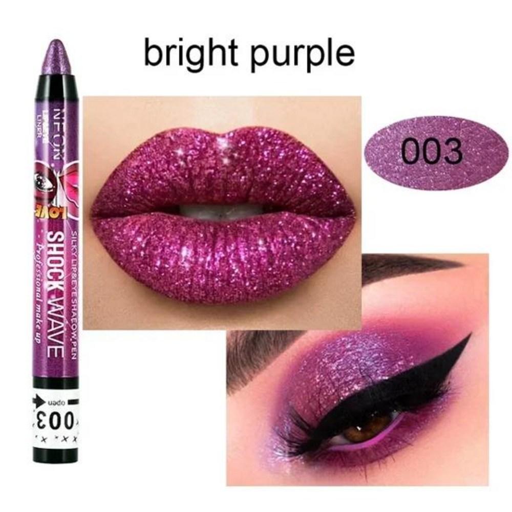 Тени для век 2 в 1 Водостойкие тени-карандаш для век Smudge-Unduck Stick Lip Makeup Glitter Shimmer Long-Lasting Lipstick, 03 003, 1 шт. beige BeautyGlam