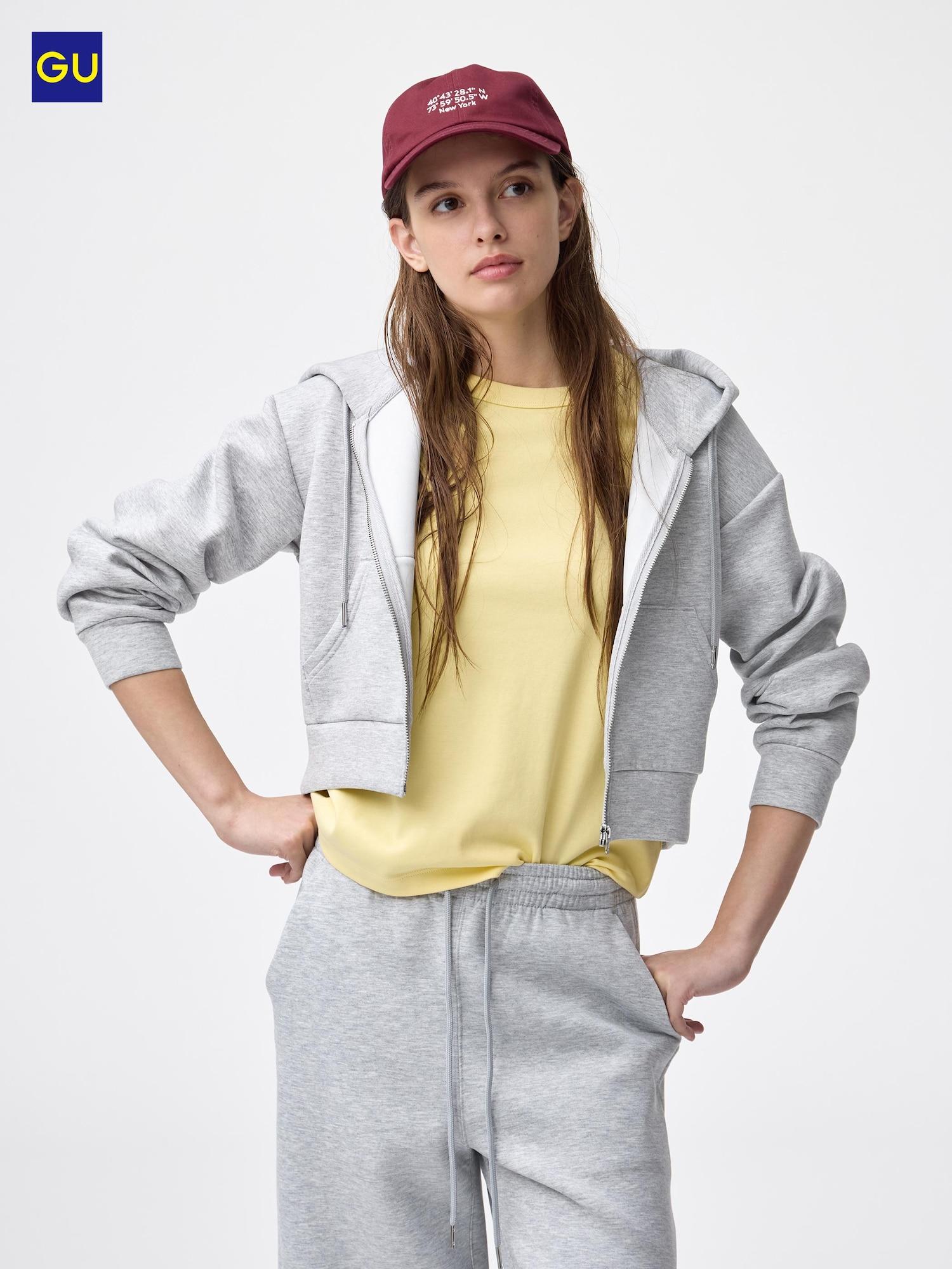 Худи на молнии с капюшоном Uniqlo Gu Puff 03 GRAY/WOMEN S beige