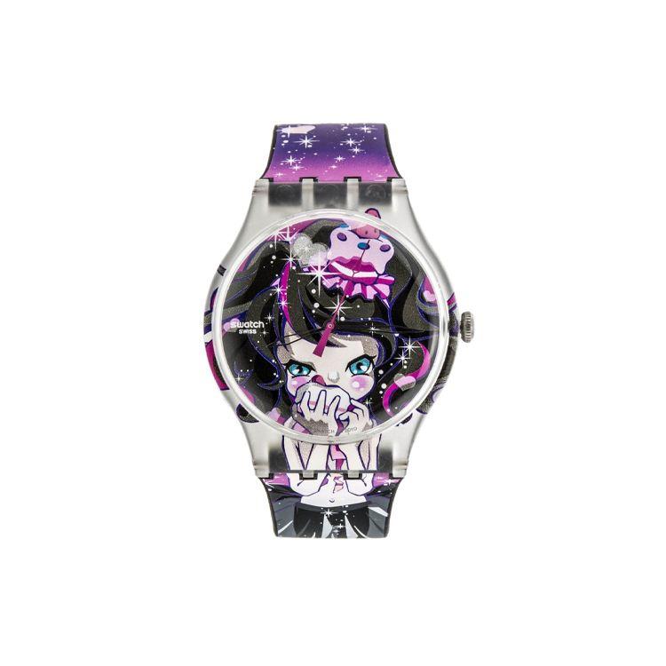 Swatch Quartz Movement 30M Water Resistant Watch 41Mm Black Dial Women watches SUOZ110 Black gray
