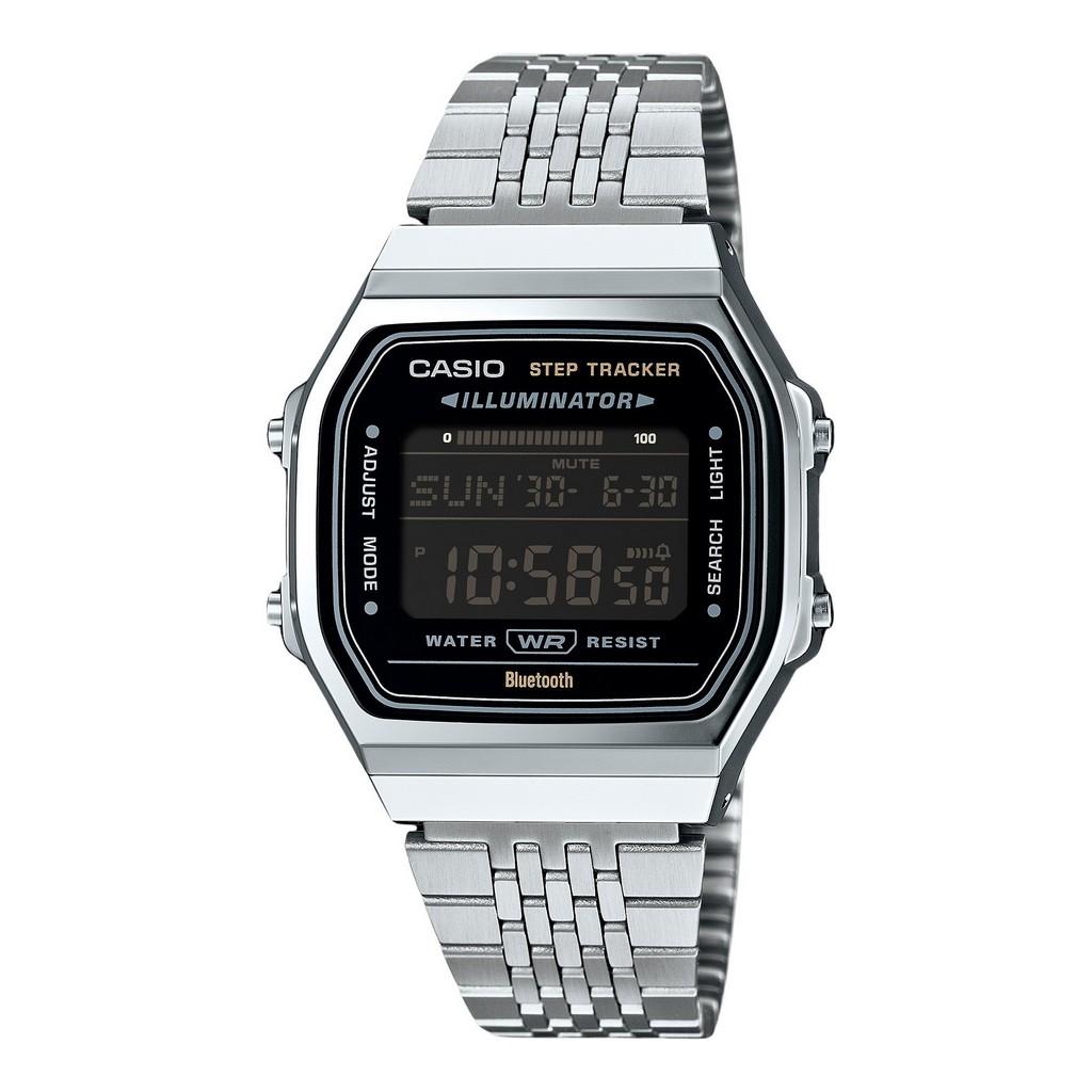 Часы Casio Vintage Digital Smartphone Link из нержавеющей стали с кварцевым корпусом ABL-100WE-1B унисекс чёрный