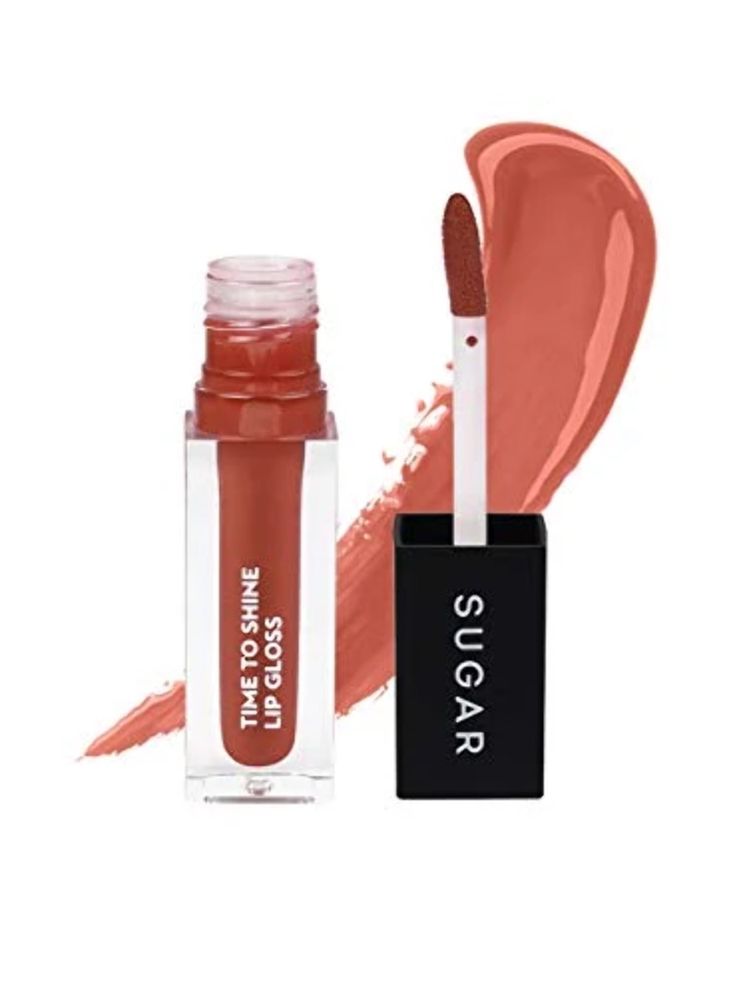 SUGAR Cosmetics Блеск для губ Time To Shine - 01 Penelope Peachstop (персик) Нелипкая формула, обогащенная маслом жожоба brown Evellene International