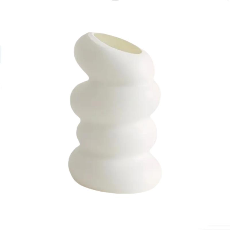 Пластиковая Ваза Спиральная Нордический Минимализм Имитация Глазурованного Фарфора Креативная Декорация для Цветочной Композиции Ваза для Сухоцветов и Живых Цветов Новая white Home Of Auto Parts