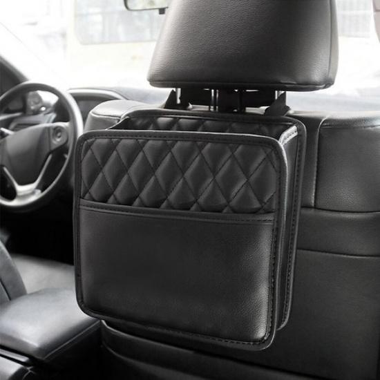 Vehicle Car Seat Storage Bag PU Leather Multifunction Hanging Storage Pocket Bag gray 16239703772