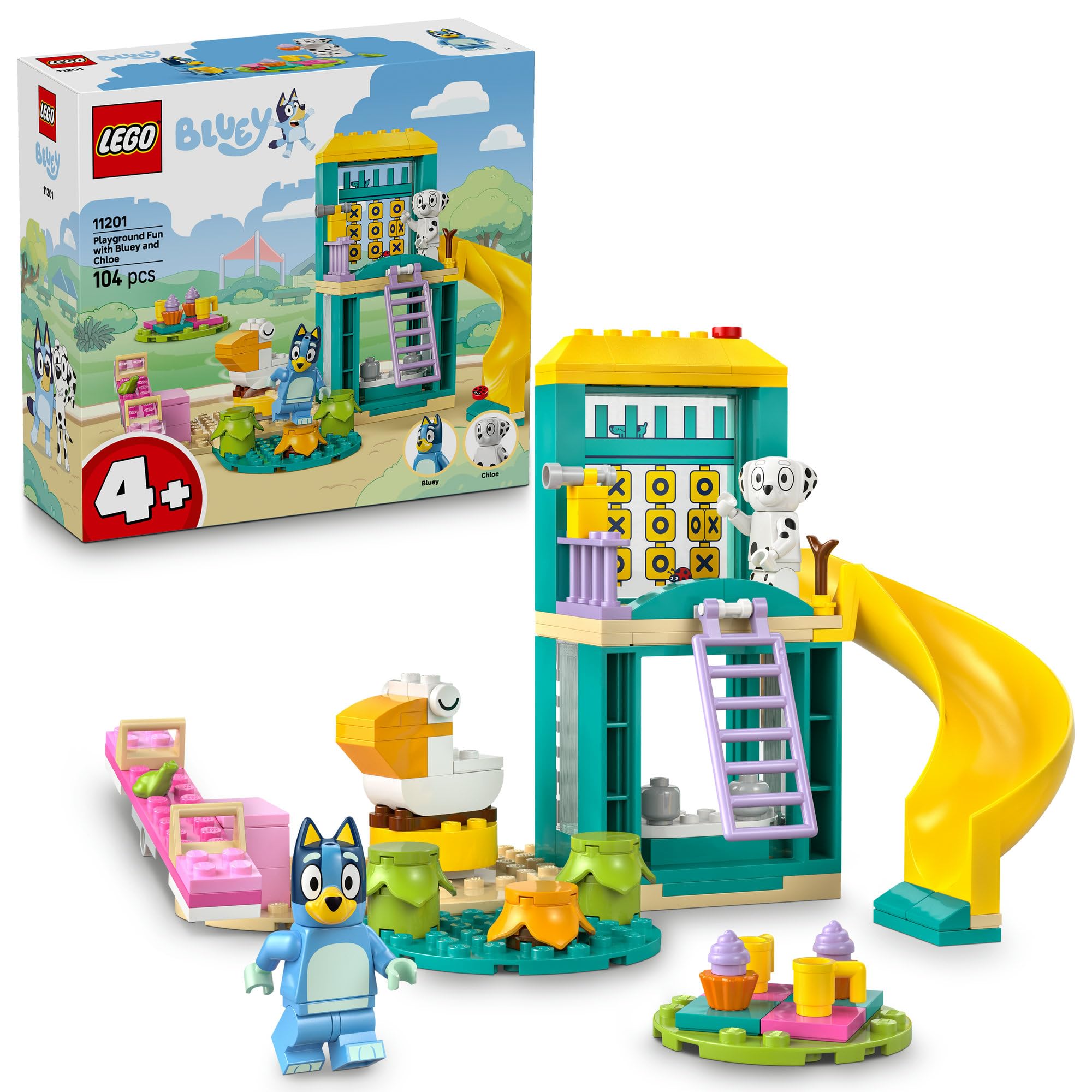 Игровой набор LEGO Блуи и Хлоя, Подарок на день рождения, Обучающий конструктор, Игрушка для ролевых игр для мальчиков и девочек, Возраст 4, 5 и 6 лет, Модель 11201 blue Omi Japan Products