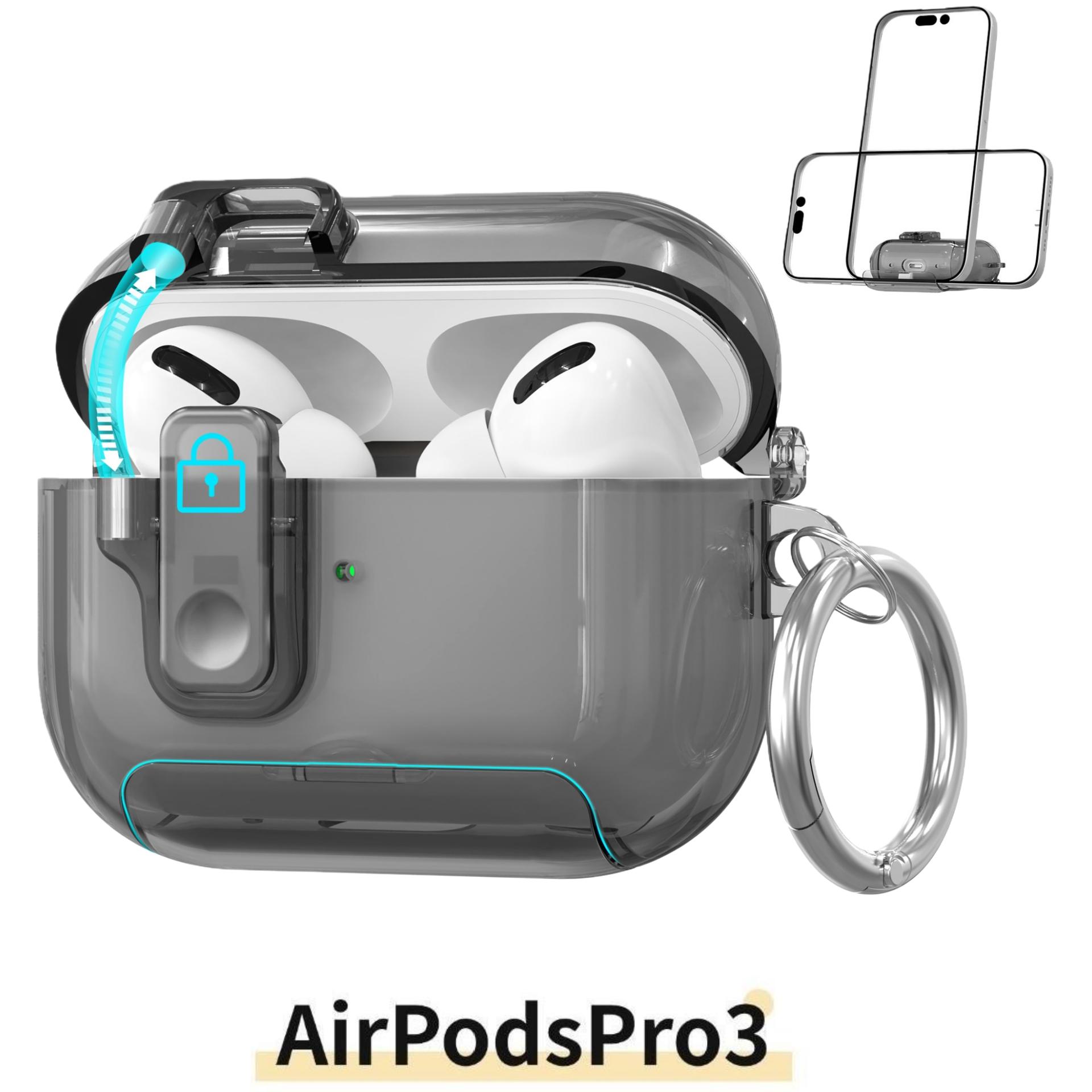 для AirPods Pro 3 Чехол Держатель для телефона Защитная крышка для AirPods Pro 3-го поколения с набором для чистки Аксессуары для Air pods Pro 3 for AirPods Pro 3 gray Aura Living