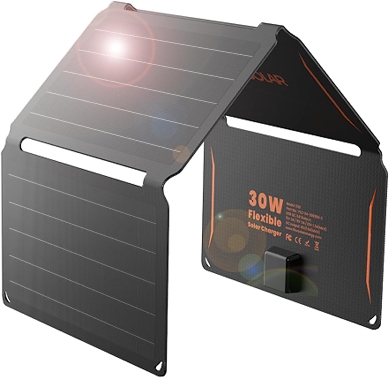 FlexSolar 30 Вт порт для солнечной панели складное маленькое солнечное зарядное устройство IP67 водонепроницаемый сейсмостойкий уличный телефон Android совместимый USB-A Type-C gray SOLT Japan Market