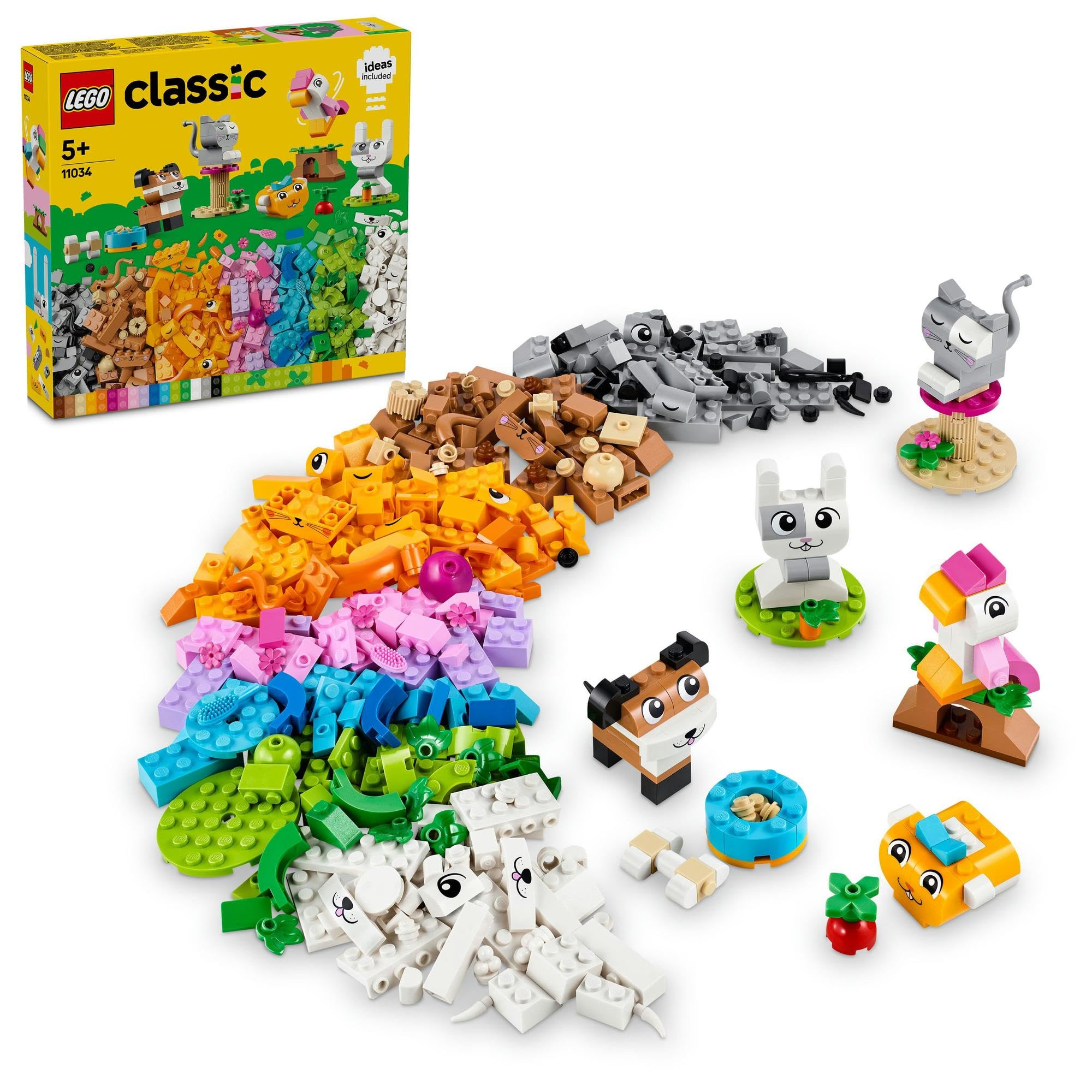 LEGO Classic Собери своего питомца, Игрушка, Подарок, Строительные блоки, для девочек и мальчиков, Возраст 4, 5, 6 и 7 лет, Обучающий, Креативный, Набор для сборки животных, 11034 yellow Sliema Japan Products