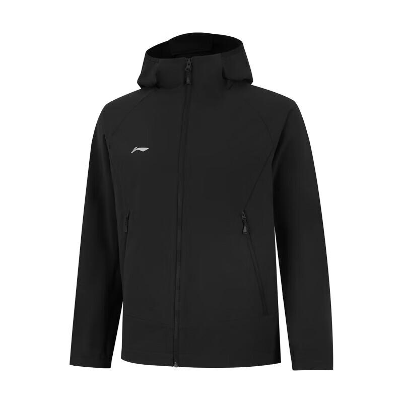 Мужская водоотталкивающая спортивная ветровка с капюшоном LI-NING S-4XL чёрный