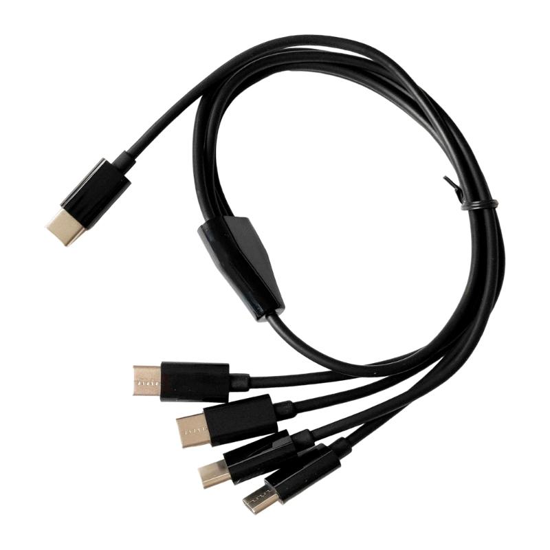 4 в 1 Кабель-зарядка Type-C для телефона USB-C, удлинительный кабель Type-C для телефона, планшета, зарядный кабель 50 см / 19,68 дюйма чёрный 666