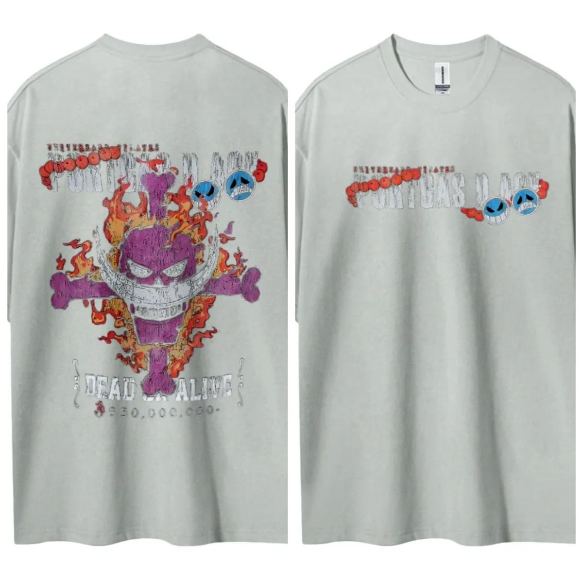 ONE PIECE Ace Shortsleeved Mens Womens Same Style Comfortable Shortsleeved Couples Clothing Casual Shortsleeved Popular S gray ZheXiong TEE