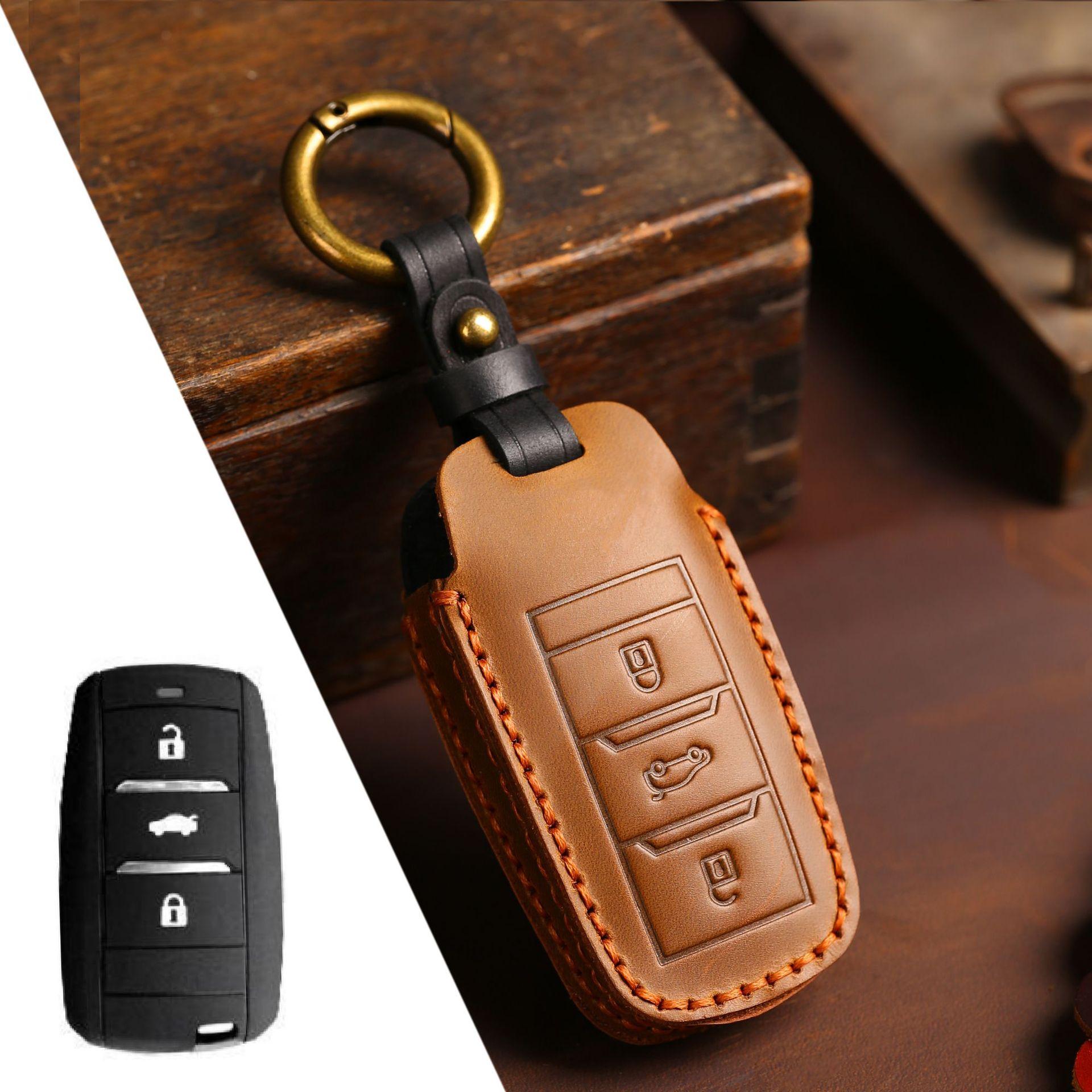 Подходит для чехла для ключа Changan cs75 Yidong dt/xt/cs55/cs35plus/cs85 автомобильный кожаный защитный чехол коричневый Auto Parts Decorate