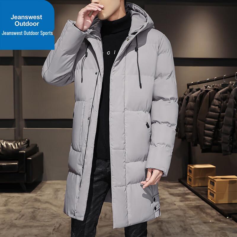 Мужская зимняя удлиненная стеганая куртка с капюшоном Jeanswest 2XL серый JDST online