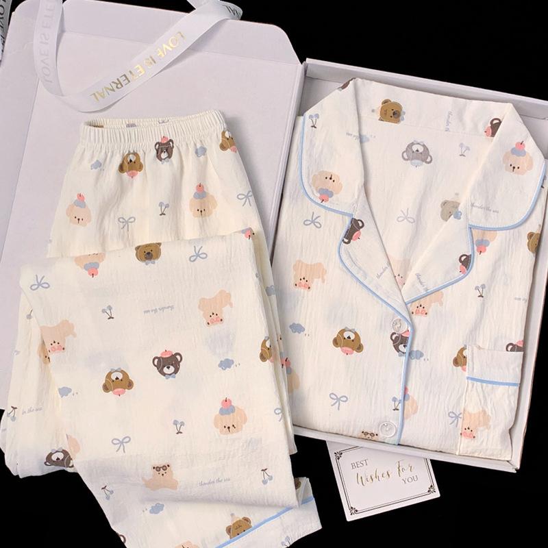 Cloud Cotton Cute Cartoon Bear Autumn Long Sleeves Can Be Worn Outside Pajamas Women S Suit Loungewear M gray BaiJia Jewelry BB