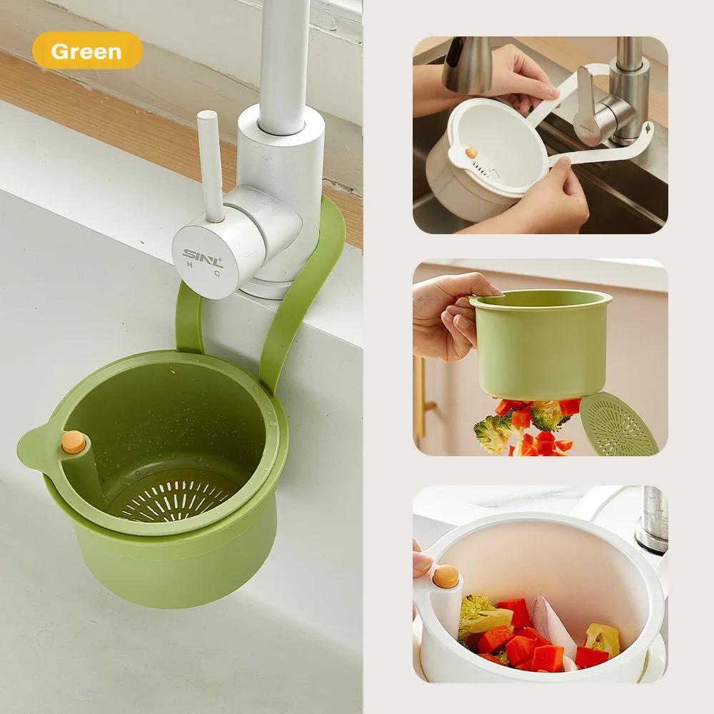 2 IN 1 Kitchen Sink Strainer Stopper One-click Opening Hanging Filter Basket Dishwasher Sink Strainer Quickly Drain Storage Tool зелёный Very nice home and kitchen