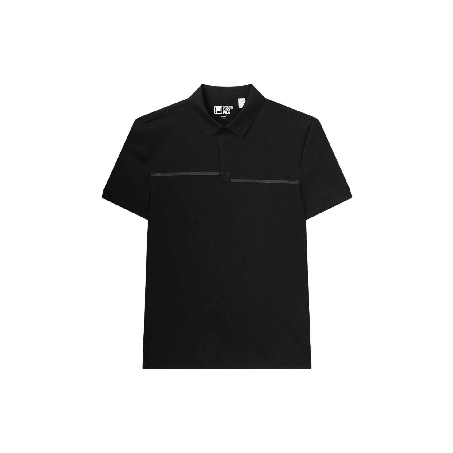FILA Solid Color Casual Knit Polo Shirt Men tops Black F11M327116ABK L black