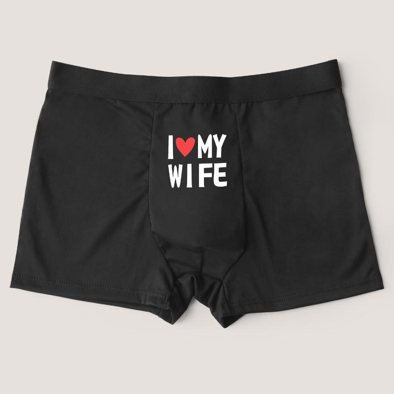Varsbaby Мужские трусики с принтом «I love MY WIFE» с забавным узором, тонкие модные трусики S чёрный