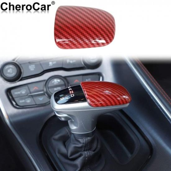 Red Carbon Fiber Gear Shift Knob Cover Trim for 2015-20 Dodge Challenger Charger gray jjhvz