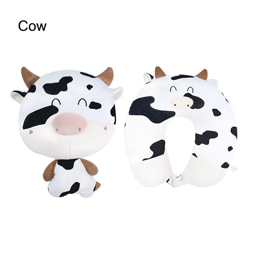 Cute Healthcare Cartoon Multifunctional Cervical Fluffy Pillows Penguin Whale Protection Neck U Shaped Travel Pillow black Plain Abode