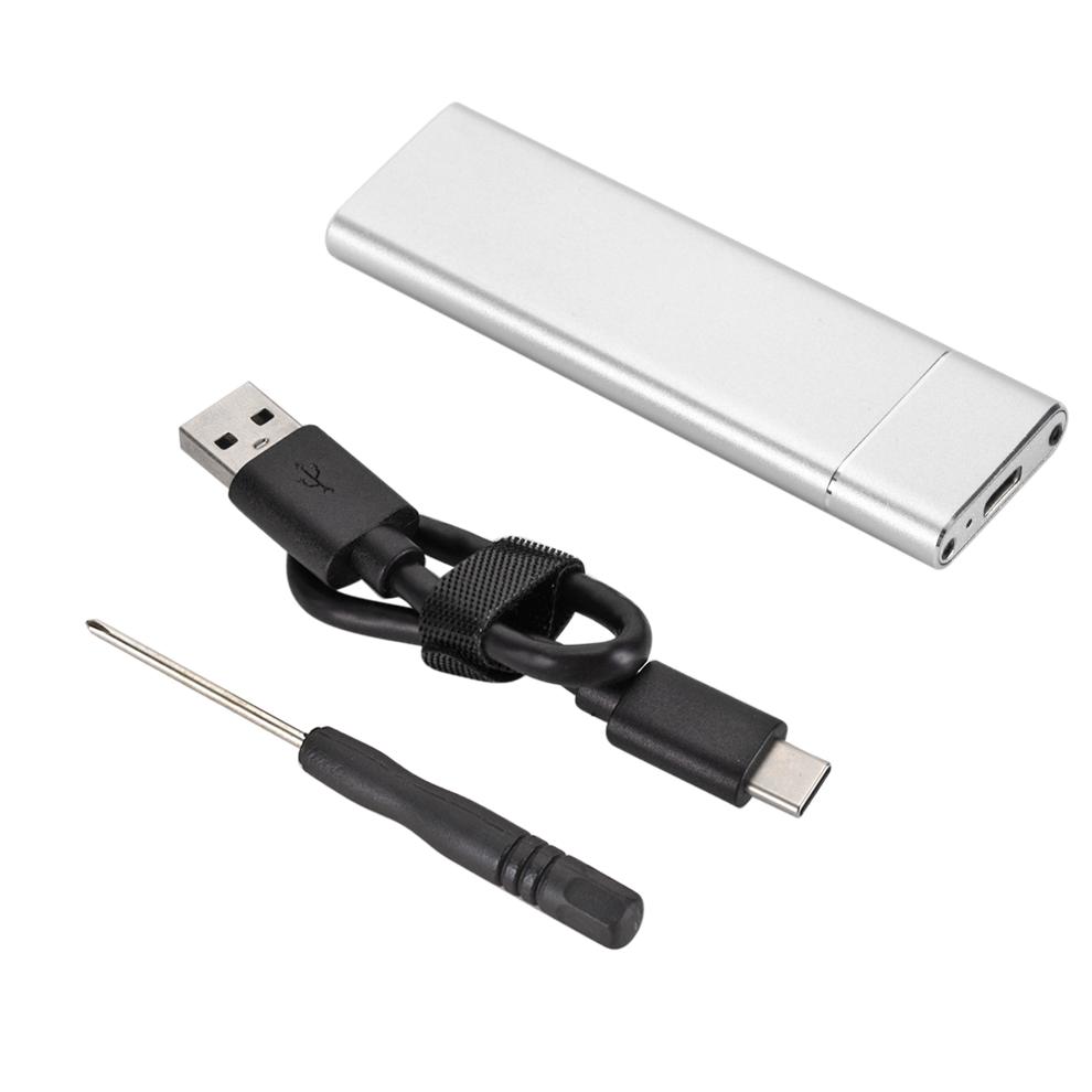Mini USB 3,1 до M.2 NGFF SSD, мобильный жесткий диск, адаптер типа C, внешний корпус, чехол для SATA SSD 2230/2242/2260/2280 серебряный OuuZuu