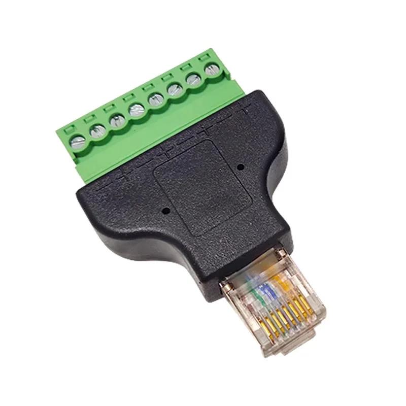 Разъем RJ45 папа к адаптеру RJ45 мама к 8-контактному разъему RJ45 с винтовыми клеммами для аксессуаров для DVR CCTV black Simplistic Living Home
