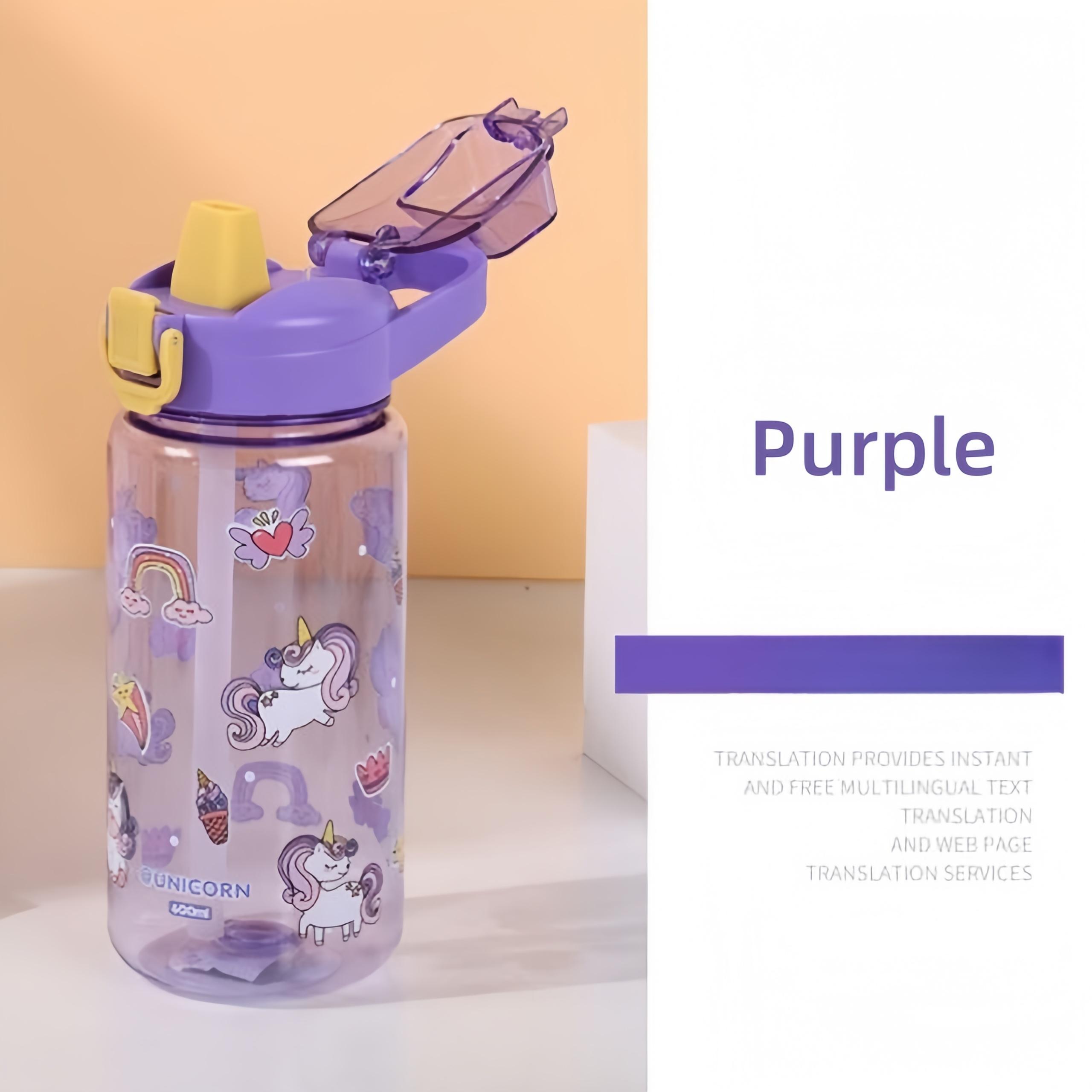 600ml Kids Cartoon Animal Water Bottle Portable Safety Lock Cute Straw Cup Leak-proof Drinking Jug For Outdoor Camping Travel 600ml фиолетовый 888 Auto Parts Town