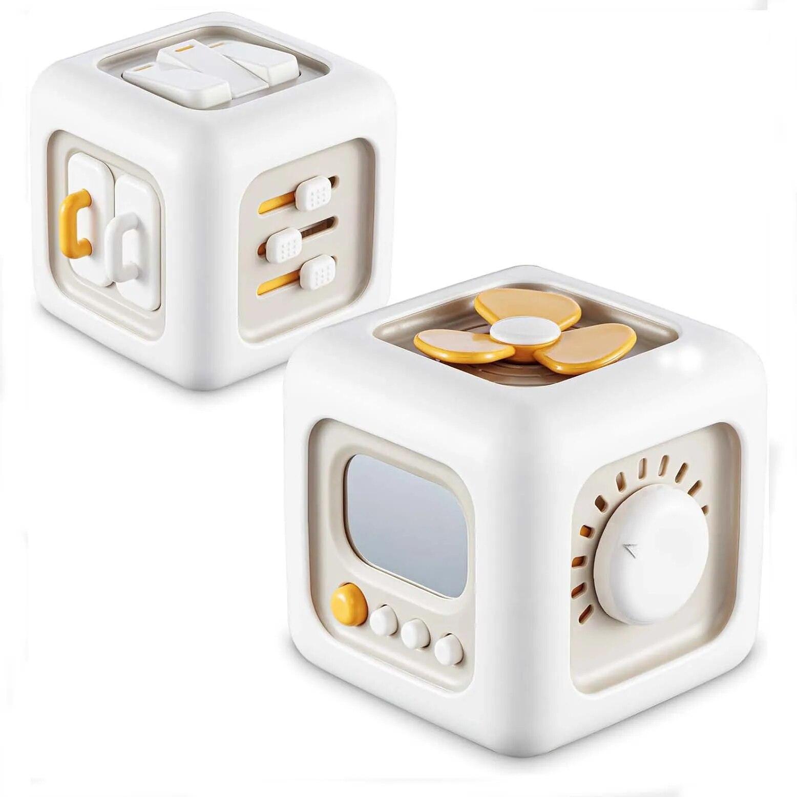 Занятый Куб Монтессори Игрушки Сенсорная Доска для Активностей Обучение Мелкой Моторике Дорожная Игрушка Подарки на День Рождения для 12-18 Месяцев white Interesting toys