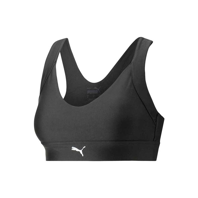 Puma Logo Print Sports Bra Women underwear Black 523258-01 XS gray