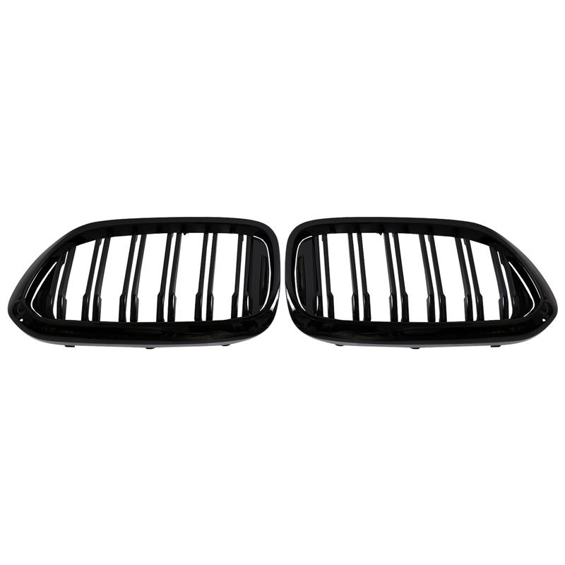 A03Z-Front Bumper Grilles Front Bumper Grilles For BMW Line Style Racing Grilles Auto Parts For BMW 5-Series G30/G31/G38 Glossy Black Double black uyfabggs
