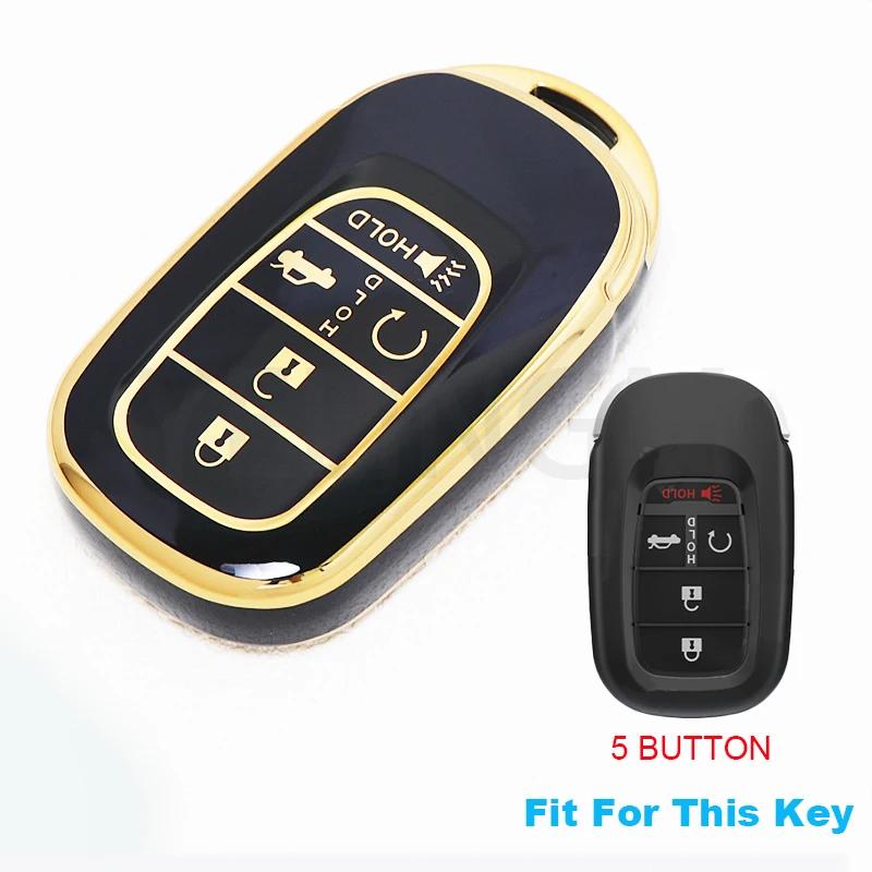Чехол для ключа из ТПУ для Honda Civic Accord HR-V CR-V CRV 2021 2022 2023 5 кнопок Автомобильный брелок Корпус Держатель для ключа Аксессуары beige Auto Parts Decorate