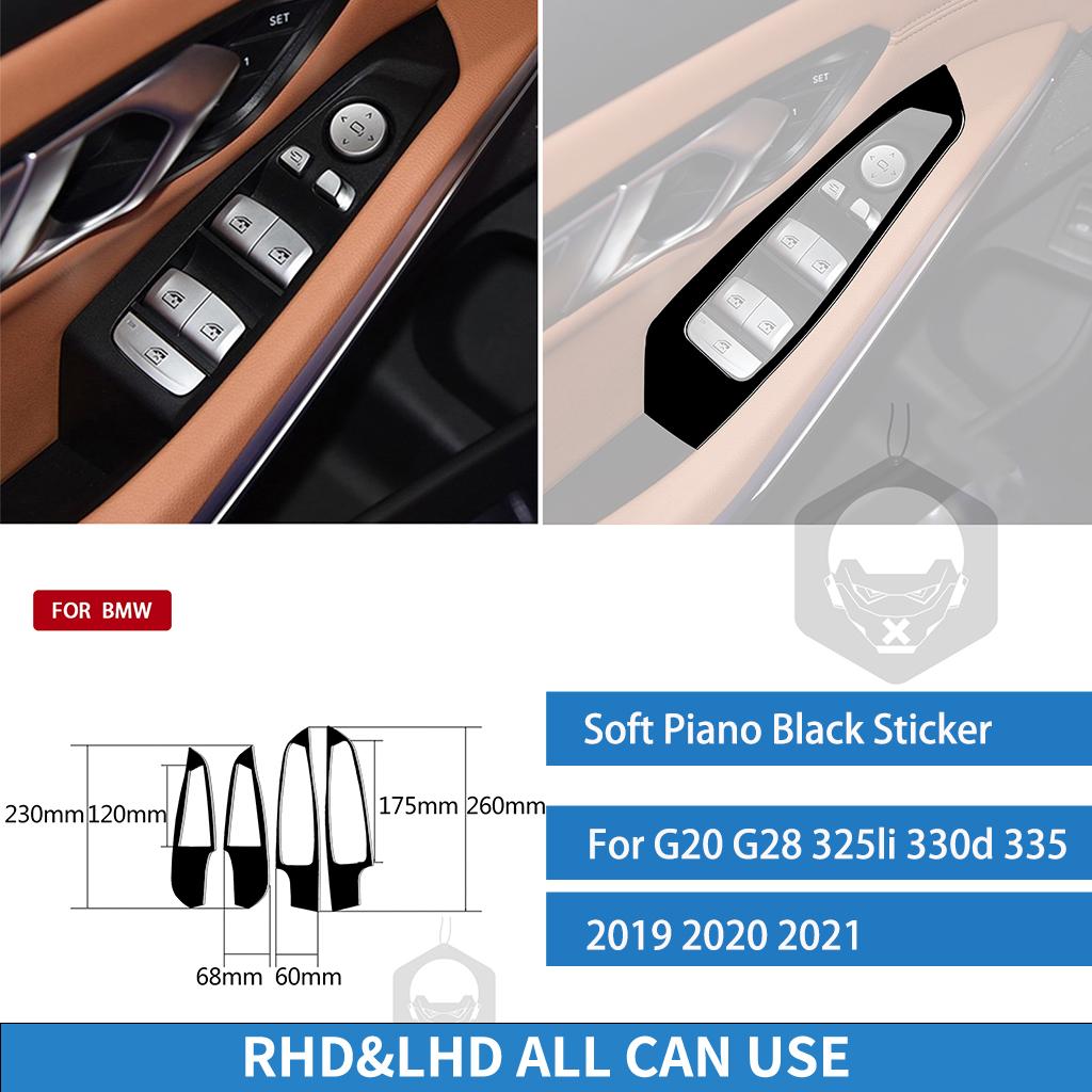 For BMW 3 Series G20 G28 325li 330d 335 - Window Lift Panel Tuning Soft Piano Black Sticker Car Interior Accessories чёрный gshshtory