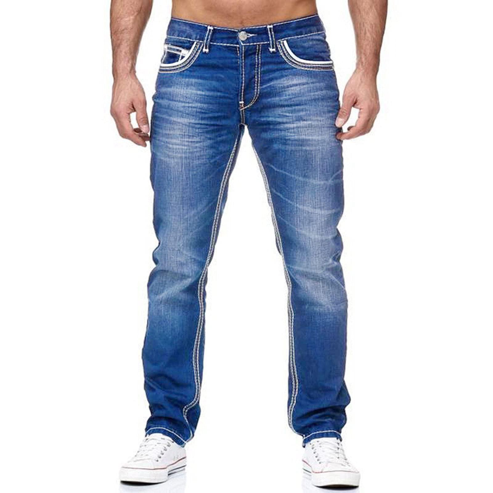 Мужские повседневные джинсы Double-Line Denim - европейский и американский стиль S светло-синий Xing Hui
