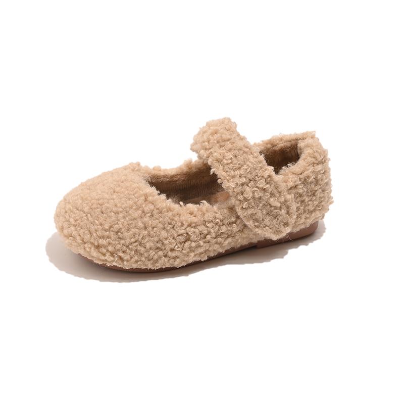 Детские хлопковые туфли Детские ботинки с завышенным голенищем Толстые теплые плюшевые меховые туфли Девочки Мокасины Противоскользящие Осень Зима 2024 Новинка 21 бежевый Happy Soles
