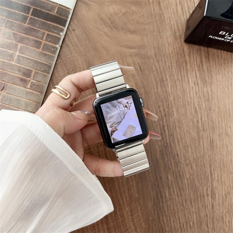 Ремешок для часов из нержавеющей стали для Apple Watch, ремешок 45 мм, 44 мм, ультра 49 мм, ремешок 42 мм, 38 мм, 40, 41 мм, браслет, ссылка Correa iWatch 8, 7, 6, 5 38mm 40mm 41mm серебряный DUODUO 3C